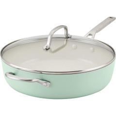 Frigideira KitchenAid 84824 Cerâmica Antiaderente Tampa de Vidro 31CM - Pistache