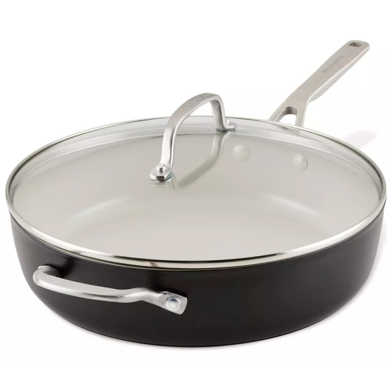 Frigideira KitchenAid 84841 Antiaderente Cerâmica 5L Tampa de Vidro 31CM Preto