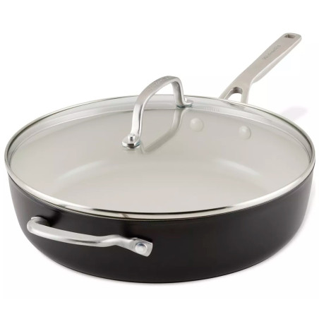 Frigideira KitchenAid 84841 Antiaderente Cerâmica 5L Tampa de Vidro 31CM Preto