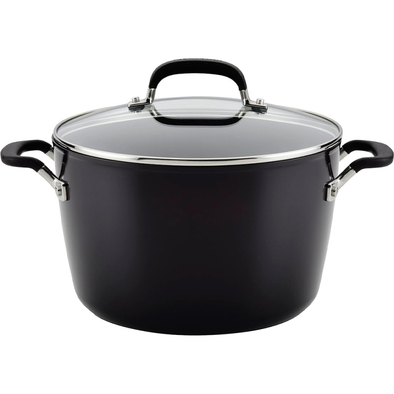 Panela KitchenAid 84805 Antiaderente Tripla Camada Tampa Vidro 8L Preto Onix