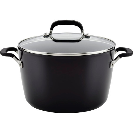 Panela KitchenAid 84805 Antiaderente Tripla Camada Tampa Vidro 8L Preto Onix