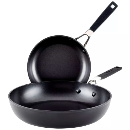 Kit de Frigideiras KitchenAid 84811 Antiaderente 21CM e 31CM Anodizadas Duras Preto Onix