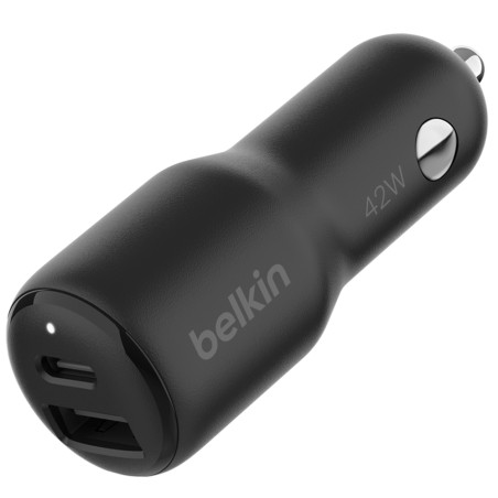 Carregador Veicular Duplo Belkin CCB005btBK 42W USB-C 30W + USB-A 12W - Preto