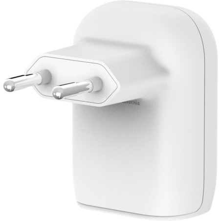 Carregador Duplo de Parede Belkin WCB007VFWH USB-C PD PPS USB-C 25W-USB A 12W - Branco