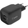 Carregador Duplo de Parede Belkin WCH011VFBK 45W USB-C GAN PPS 20/25W - Preto