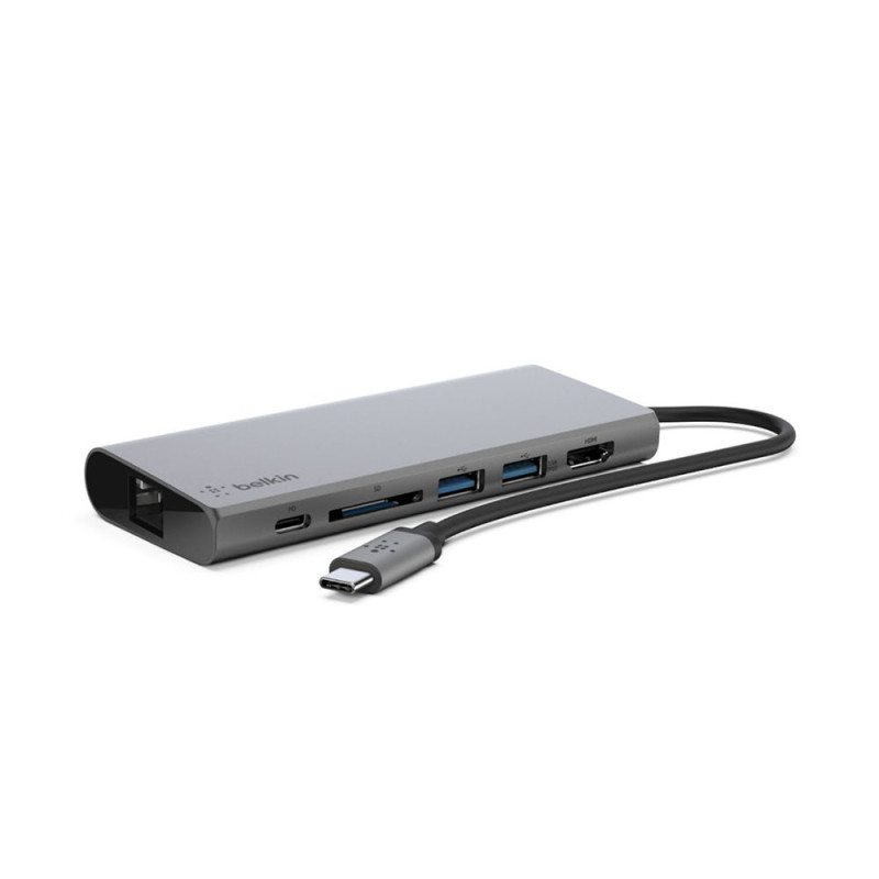 Hub multimedia compacto Belkin con USB-C, USB-A y HDMI 4K