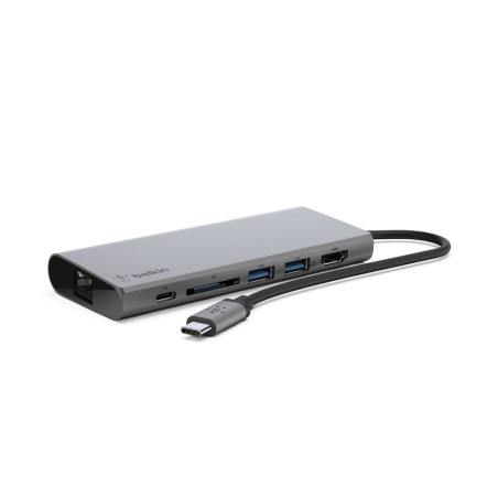 Hub multimedia compacto Belkin con USB-C, USB-A y HDMI 4K