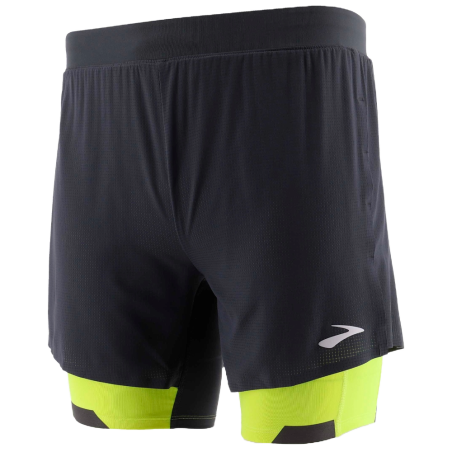 Short Brooks Masculino Run Visible 5'' 2-In-1 XL Asphalt/Nightlife – 211405044