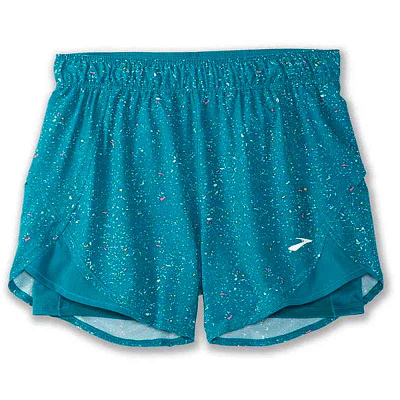 Short Brooks Feminino Chaser 5'' 2-In-1 S Lagoon - 221464486