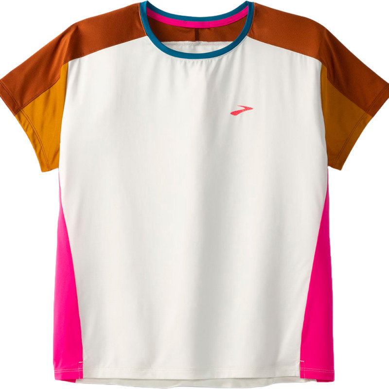 Camiseta Brooks Feminino Sprint Free Short Sleeve 2.0 S Branco/Ocre/Rosa – 221613117