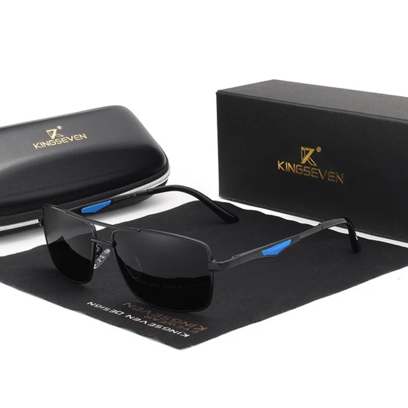 Óculos KINGSEVEN Masculino LE-790 Classic Square Preto/Azul