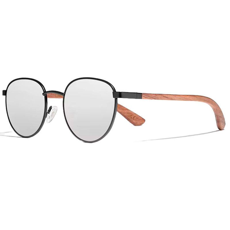 Óculos KINGSEVEN Unissex W5519 Wooden Round - Prata