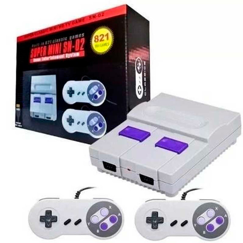 Console Super Mini Classic SN-02 821 Jogos /HDMI/USC/SD - Cinza