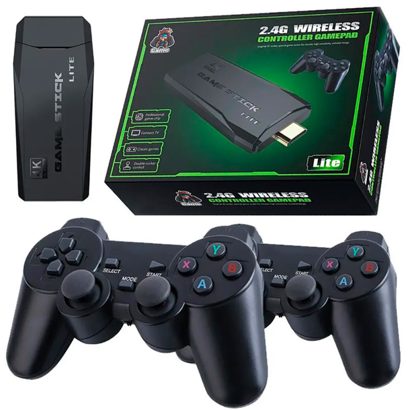 Console Game Stick Lite 4K 1000 Jogos 2 Controles Sem Fio - Preto