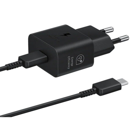 Carregador de Parede Samsung EP-T2510XBEGGB USB-C 25W/5A 100-240W+ Cabo USB-C - Preto