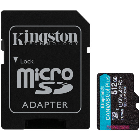 Cartão de Memória Micro SDCG4/SDXC Kingston Canvas Go Plus SDXC 512GB 200MB/s Classe 10 - SDCG4/SDXC