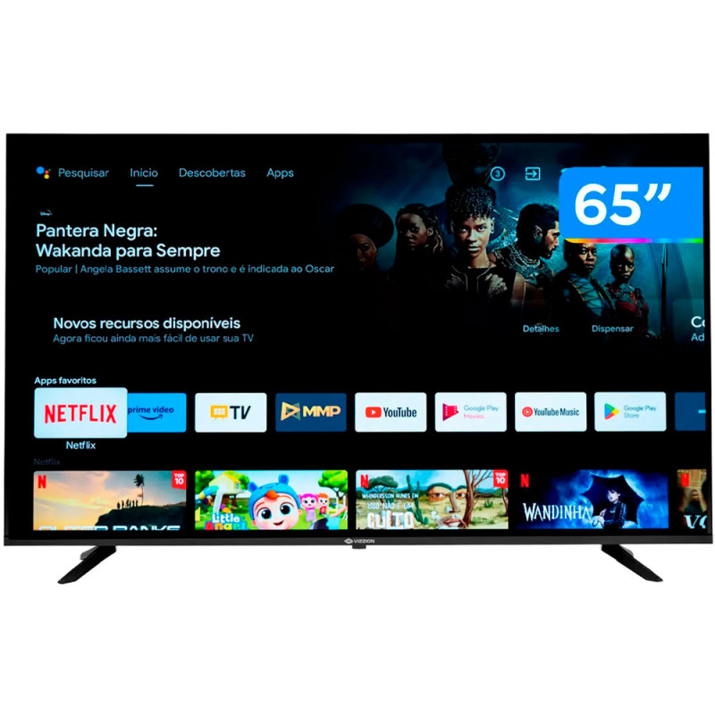 Smart TV Vizzion 65'' UHD 4K LE65GFU Google TV Wi-Fi Bivolt