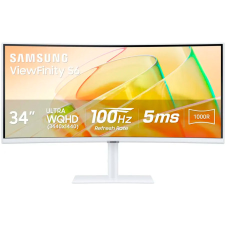 Monitor Curvo Samsung S3 S65TC 34'' ViewFinity 1000R 4K 100Hz 5ms 1-HDMI - Branco
