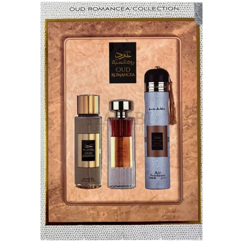 Kit Perfume Ard Al Zaafaran Gift Set Oud Romancea EDP 100ML 3 Peças