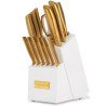 Jogo de Facas com Bloco Cuisinart A2046-15PVD Classic Acabam. PVD Dourado E Branco - 15 Peças
