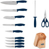 Jogo de Facas com Bloco Cuisinart C77SSN-12P Classic Colorpro Collection Azul Marinho - 12 Peças