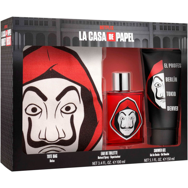 Kit Perfume La Casa De Papel EDT 100ML+SG 150ML+Toilete Bag