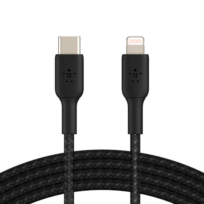 Cabo Belkin BoostCharge 1.0M USB-C/ Lightning Braided Preto - CAA004bt1MBK