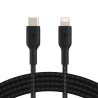 Cabo Belkin BoostCharge 1.0M USB-C/ Lightning Braided Preto - CAA004bt1MBK
