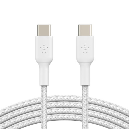 Cabo Belkin BoostCharge USB-C/USB-C 1M Braided Branco - CAB004BT1MWH