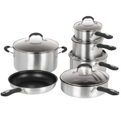 Cuisinart 55-11BSC Non-Stick Brushed Cookware Set, 11 Pieces