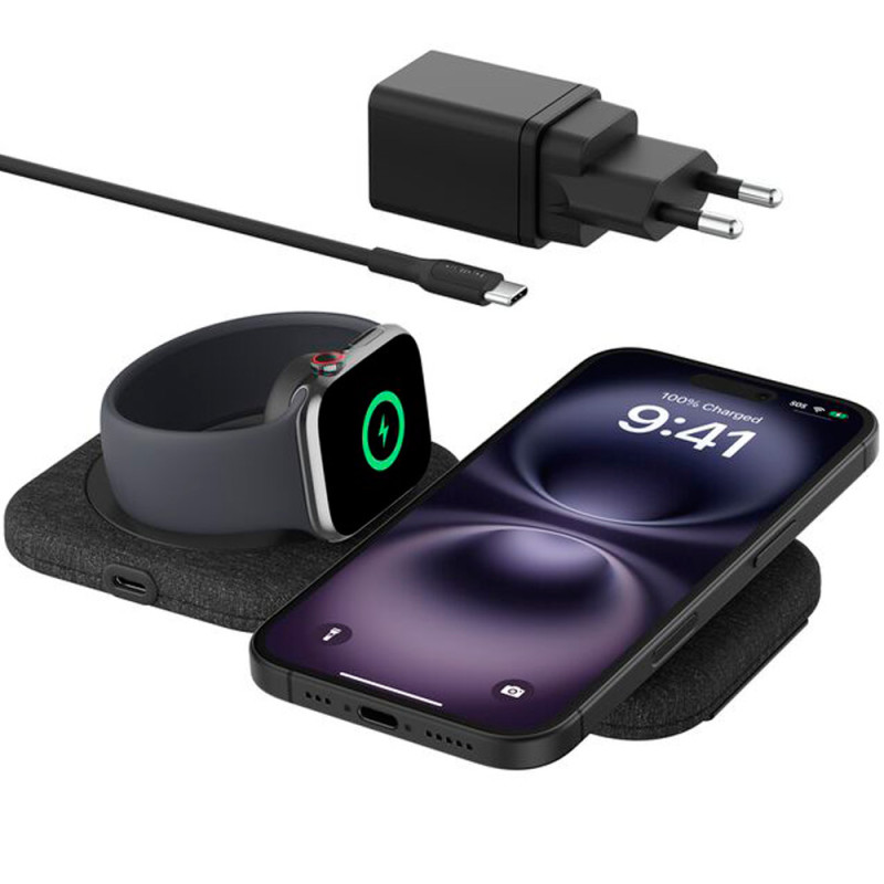 Carregador Wireless Belkin Travel Pad WIZ026vfBK 2-IN-1 15W Boostcharge Pro Qi2 Magsafe - Preto