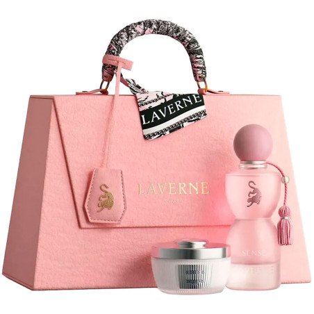 Kit Laverne Perfume Sense Rosa 75ML+Bady Powder 70GR Bag Set