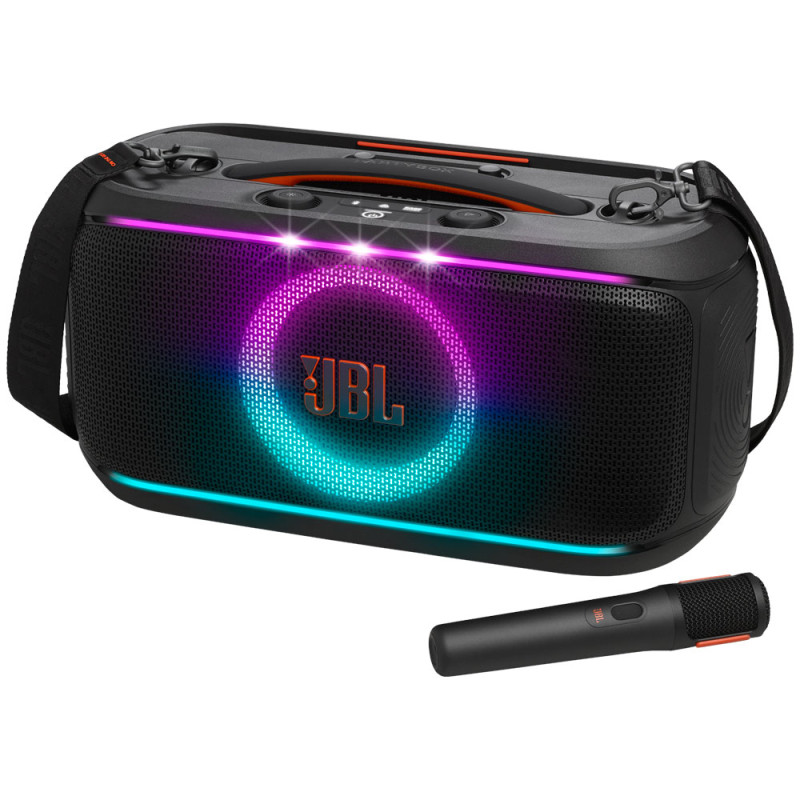 Speaker JBL PartyBox On-The-Go 2 Essential com Microfone Bluetooth 100W RMS IPX4 - Preto JBLPARTYBOXOTG2BAM