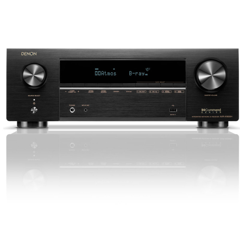 Receiver Denon AVR-X1800H 7.2 Canais 80W 8K Dolby Atmos Bluetooth Alexa Wi-Fi 110V