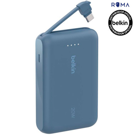 Carregador Portátil Belkin BoostCharge 10K com Cabo Integrado Azul - BPB021FQBL