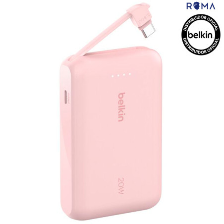 Carregador Portátil Belkin BoostCharge 10K com Cabo Integrado Rosa - BPB021FQPK