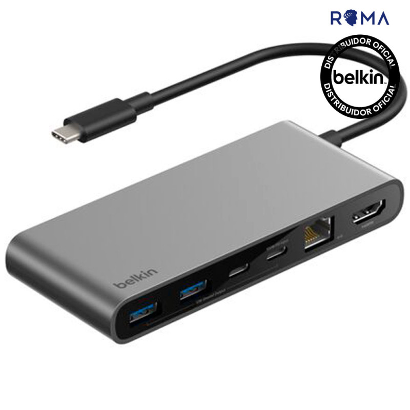 Hub Belkin INC024FQSGY USB-C (2 USB-A/2 USB-C/Ethernet/HDMI/MicroSD/SD)8IN1 Space Gray