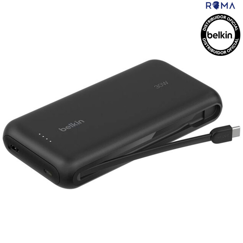 Carregador Portátil Belkin BoostCharge 20K com Cabo Integrado Preto - BPB024FQBK