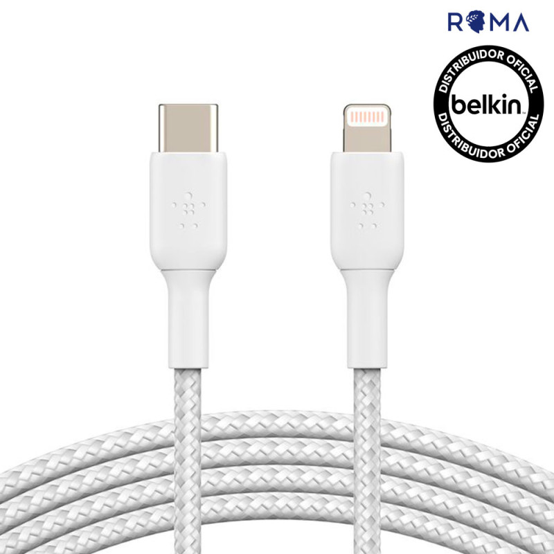 Cabo Belkin BoostCharge USB-C/Lightning 1M Braided Branco CAA004BT1MWH