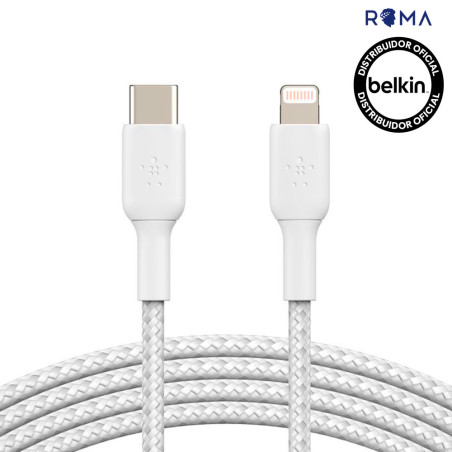 Cabo Belkin BoostCharge USB-C/Lightning 1M Braided Branco CAA004BT1MWH