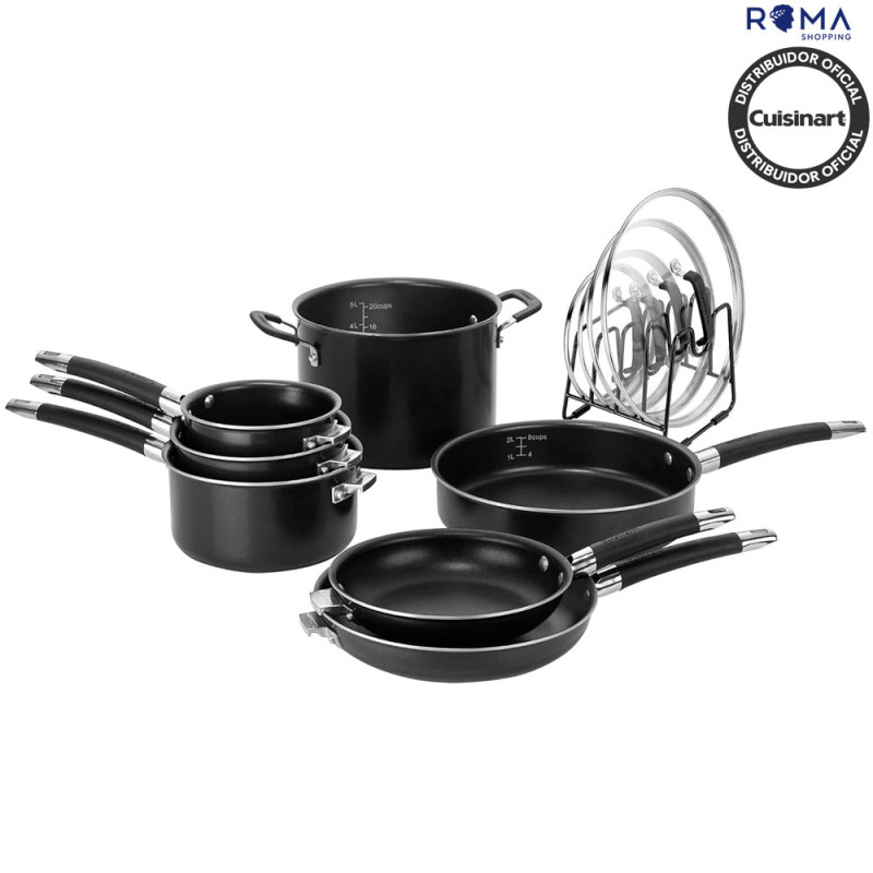 Jogo de Panelas Antiaderente Cuisinart N51C-12BK Smartnest Preto 12 Peças