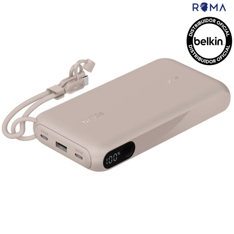 Carregador Portátil Belkin BoostCharge 20K With Display Cabo Integrado - BPB028FQSD
