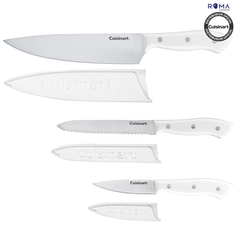 Jogo de Facas Cuisinart C77MWTR-3PC Rebites Triplos Branco - 6 Peças