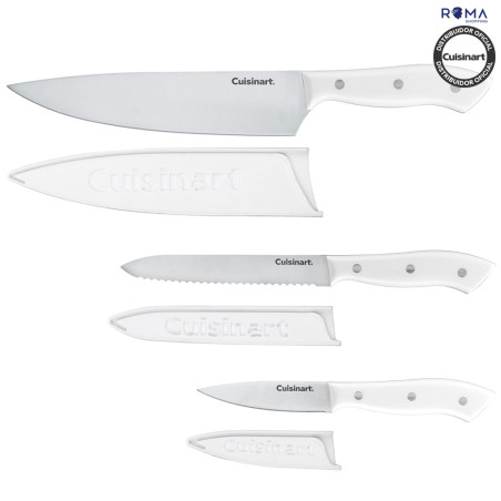 Jogo de Facas Cuisinart C77MWTR-3PC Rebites Triplos Branco - 6 Peças