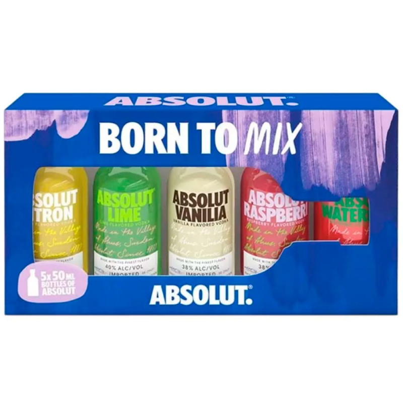 Kit Vodka Absolut Mini Born To Mix Mini 5 Peças