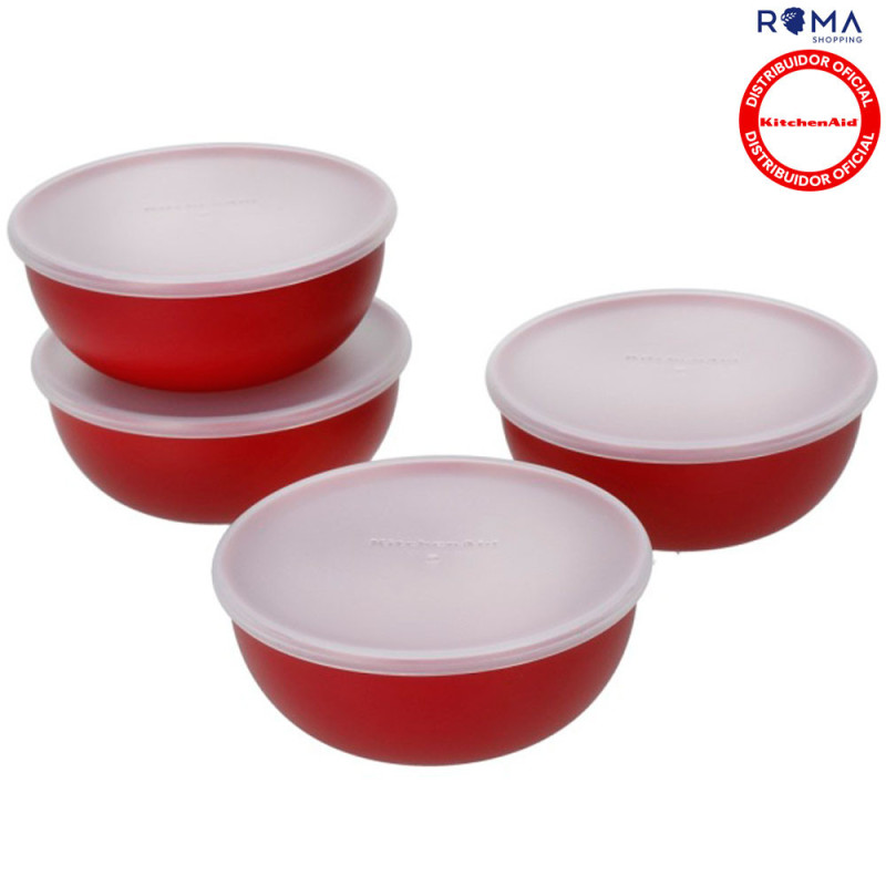 KitchenAid Kit 4 Mini Tigelas com Tampas 118ML Vermelho