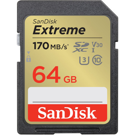 Cartão de Memória SanDisk Extreme 64GB 170 MB/s Class 10 - SDSDXV2-064G-GNCIN