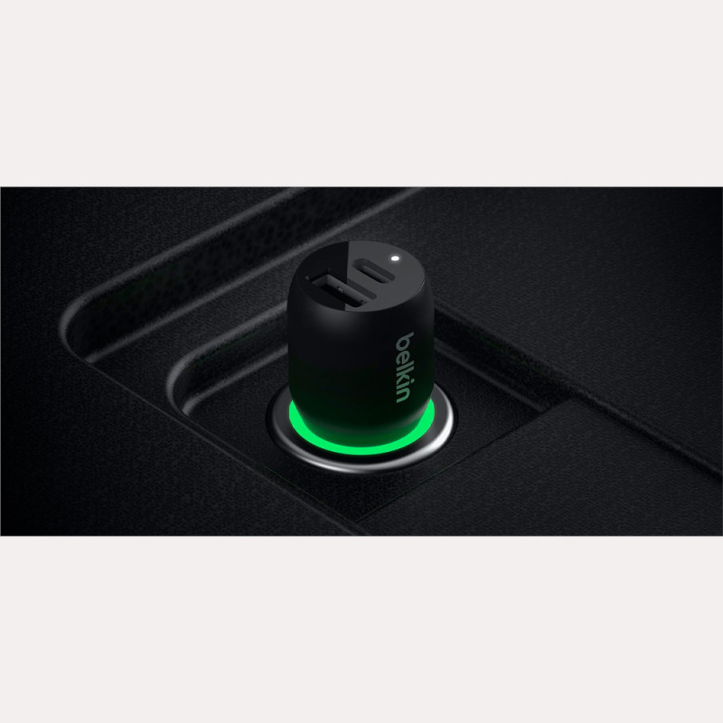 Carregador de Carro Duplo Belkin 37W USB-C 25W/USB-A 12W + Cabo USB-C/Lightning Preto - CCB004BT1MBK-B5