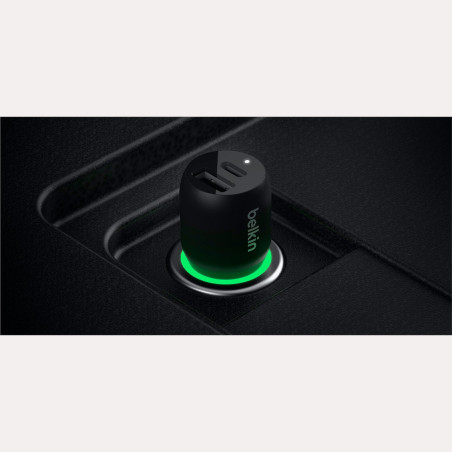 Carregador de Carro Duplo Belkin 37W USB-C 25W/USB-A 12W + Cabo USB-C/Lightning Preto - CCB004BT1MBK-B5