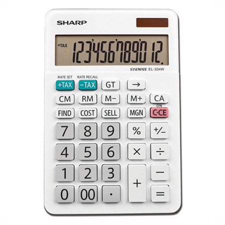 Calculadora Profissional Sharp EL-334WB de 12 Dígitos - Branca